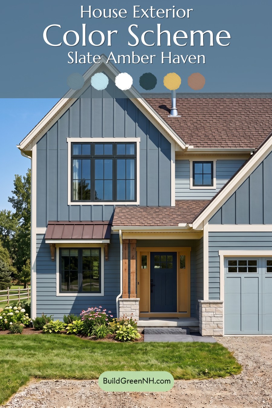House with Brown Roof Exterior Color Scheme: Slate Amber Haven