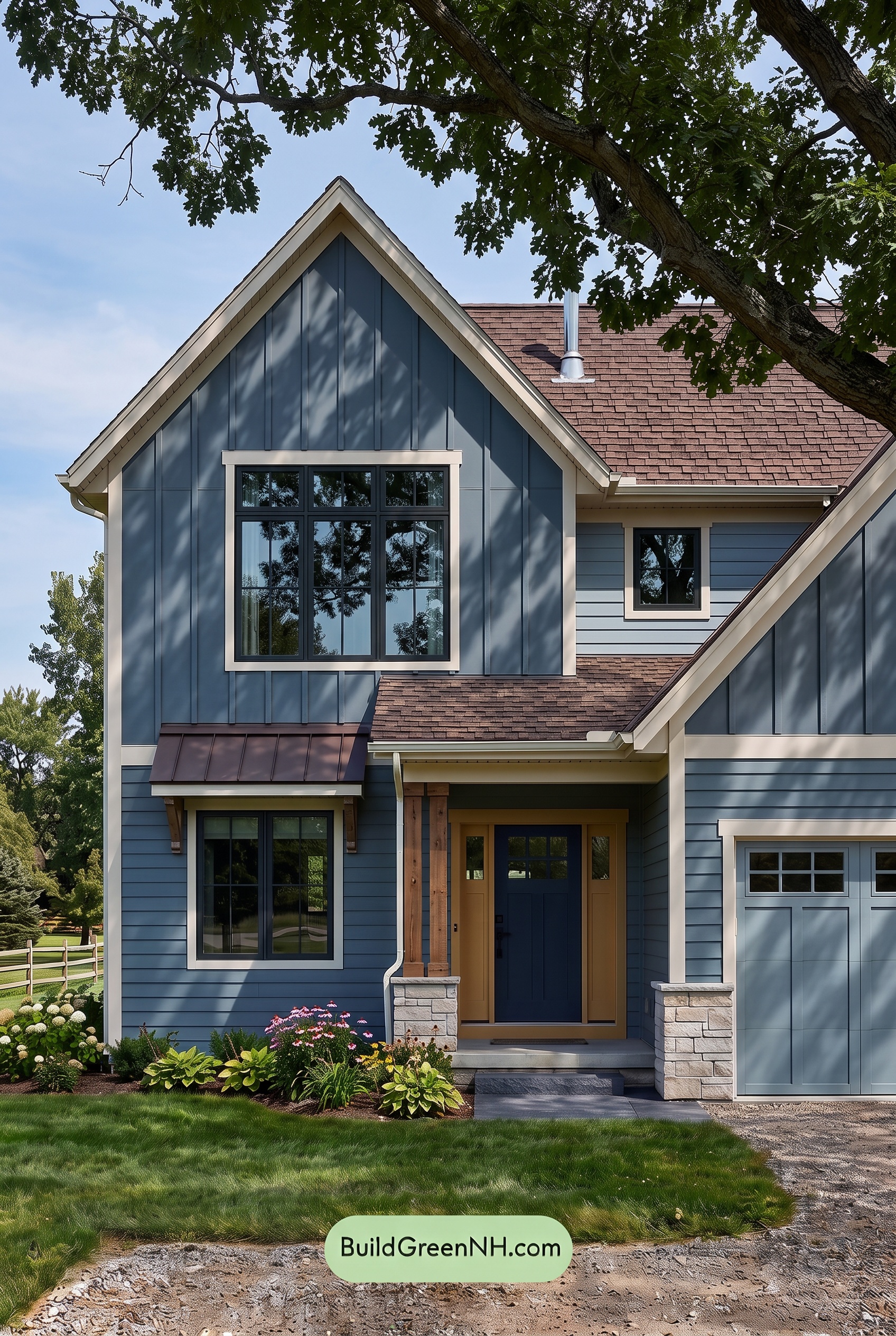 House with Brown Roof Exterior Color Scheme: Slate Amber Haven - Shade