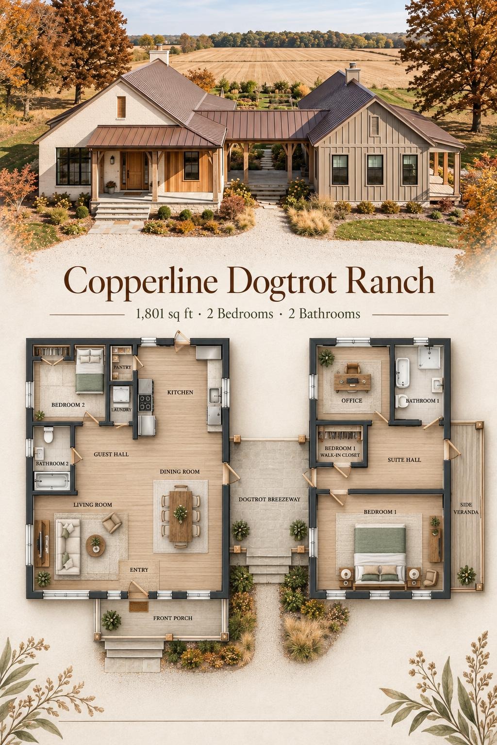 Copperline Dogtrot Ranch Floor Plan