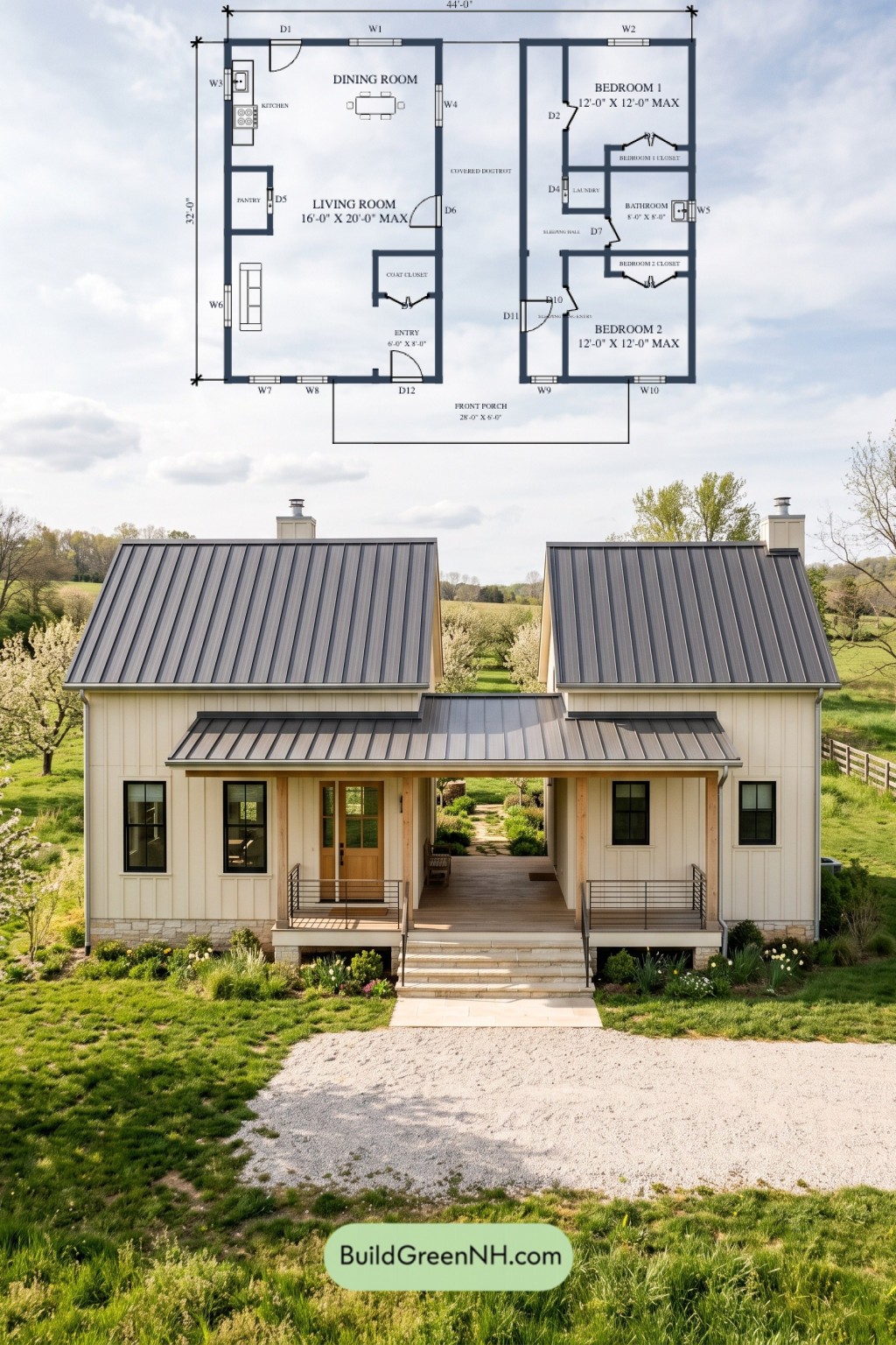 Offset Gables Dogtrot Floor Plan