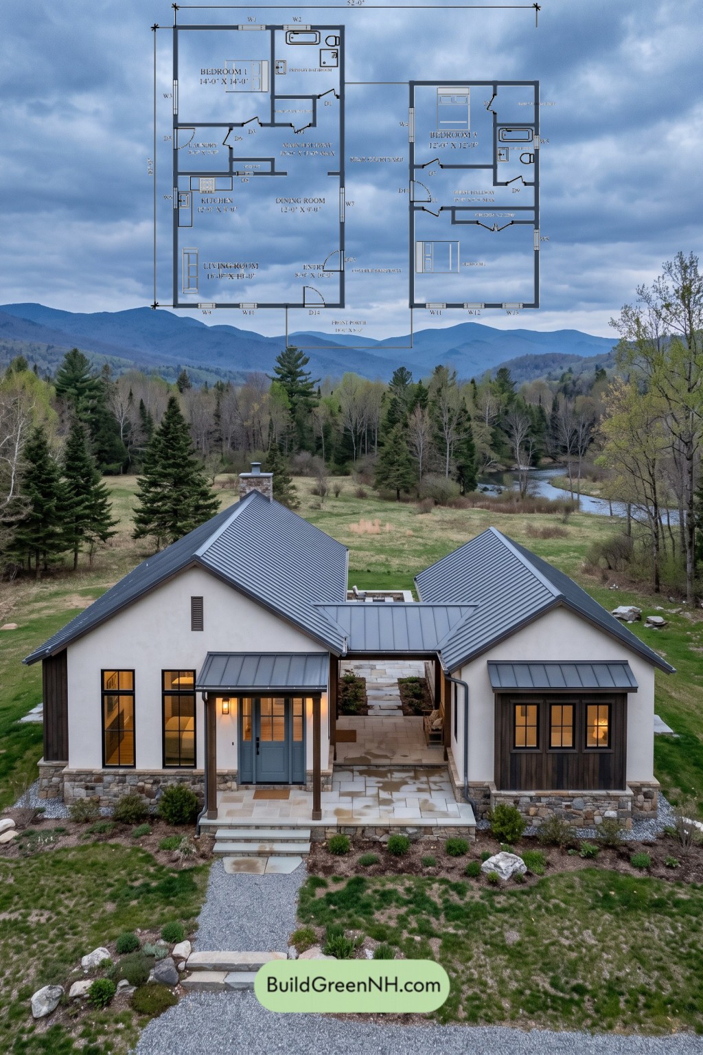 Ridgebeam Twin-Wing Ranch Floor Plan