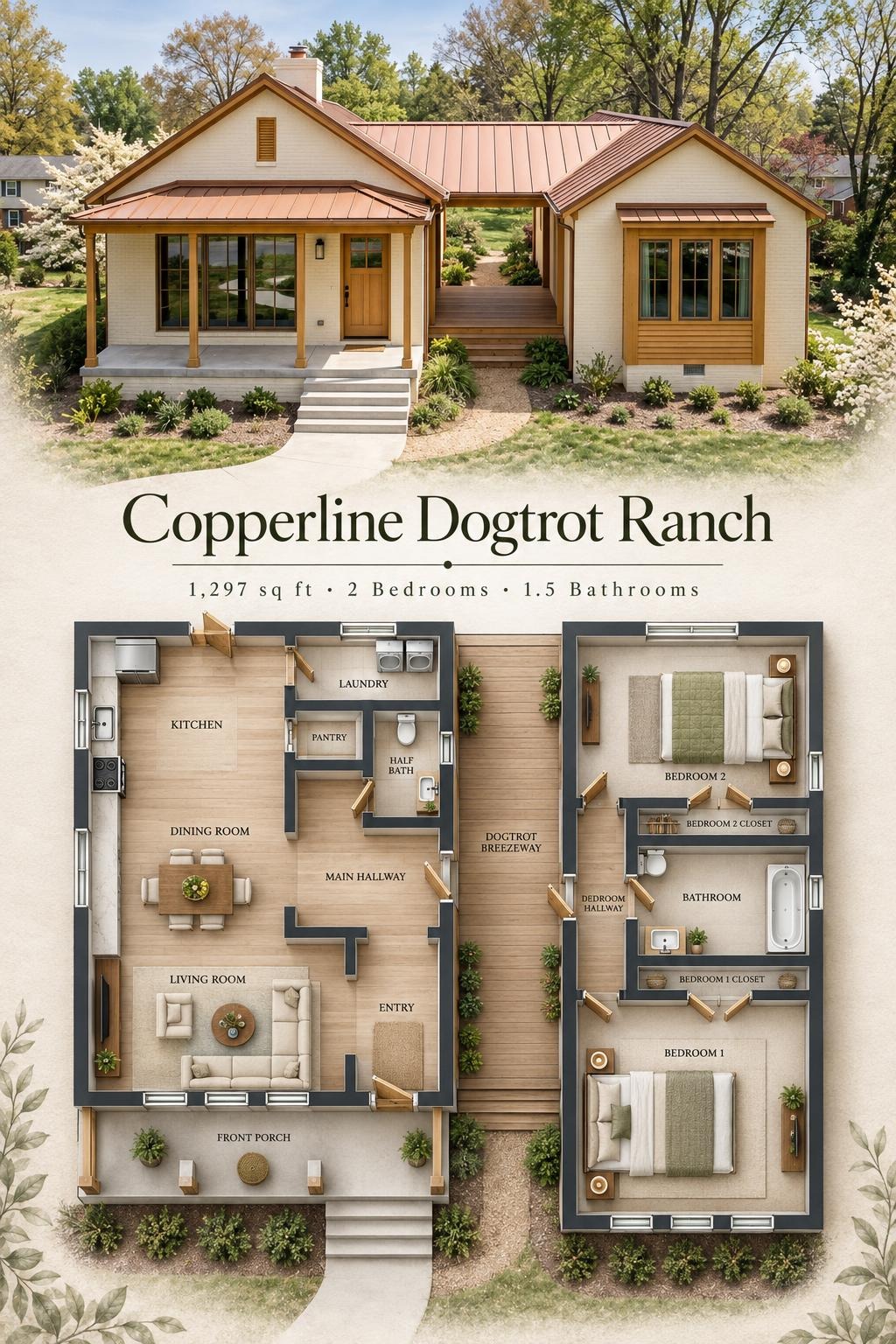 Copperline Dogtrot Ranch Floor Plan