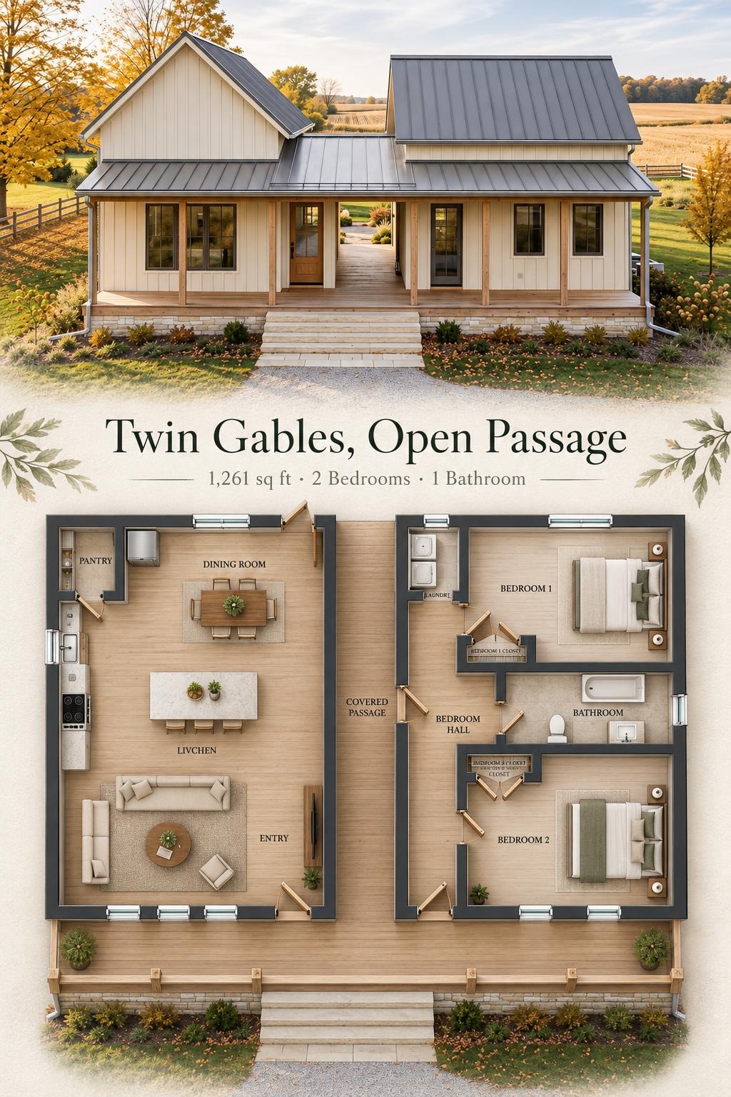 Twin Gables, Open Passage Floor Plan