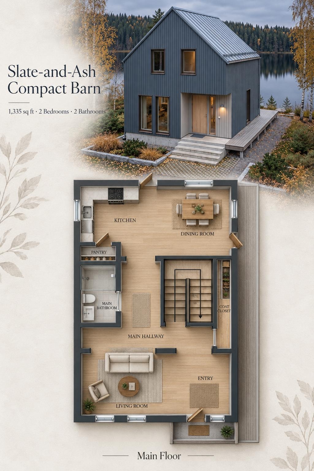 Slate-and-Ash Compact Barn Floor Plan
