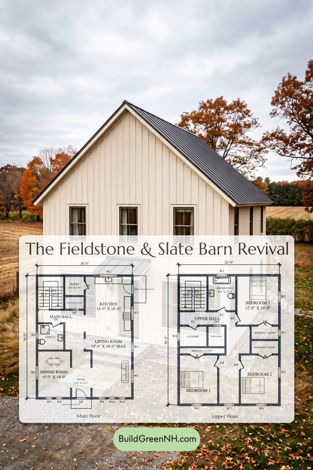 Fieldstone & Slate Barn Revival Floor Plan