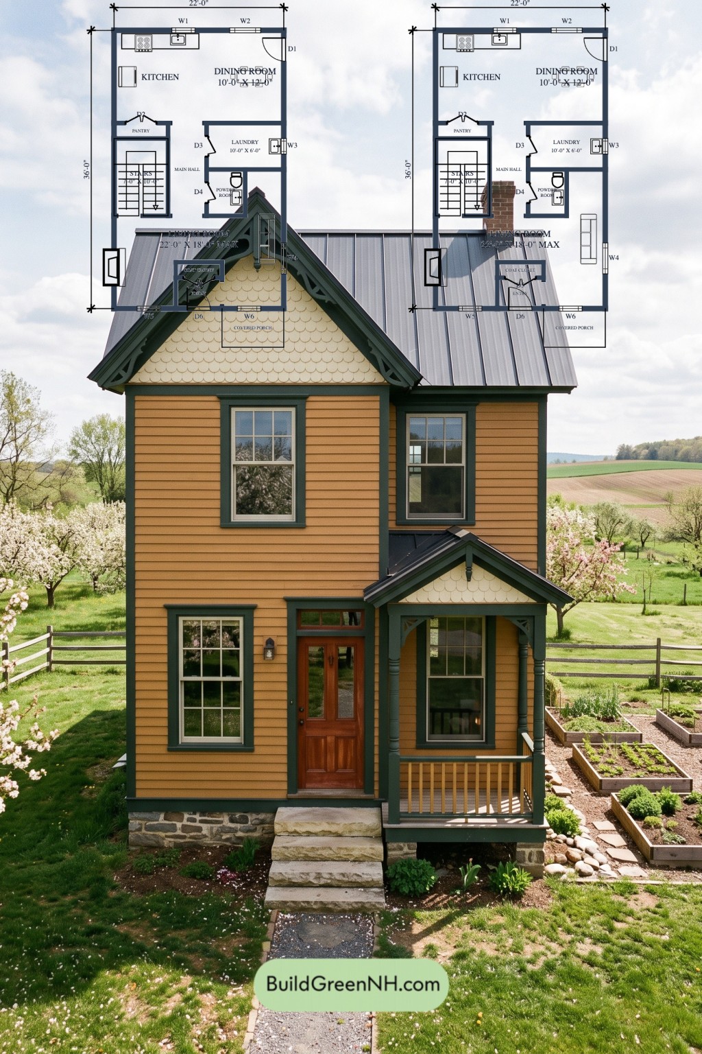 Ochre Cross-Gable Cottage Floor Plan
