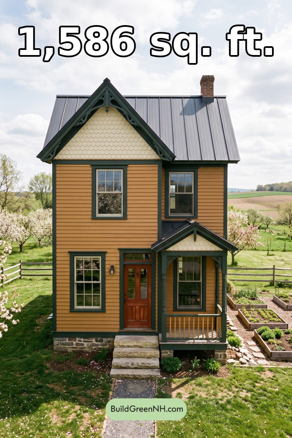 Ochre Cross-Gable Cottage Floor Plan