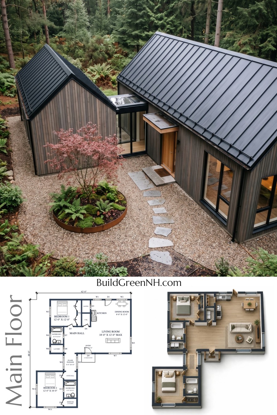 Forest Courtyard Barn Home Floor Plan