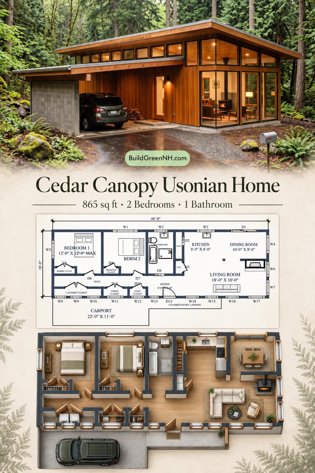 Cedar Canopy Usonian Home Floor Plan