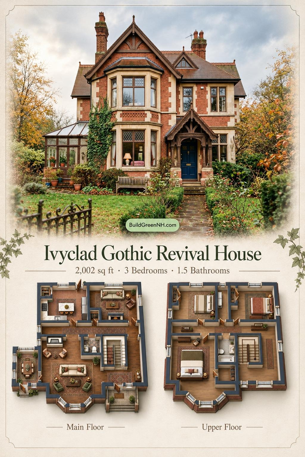 Ivyclad Gothic Revival House Floor Plan