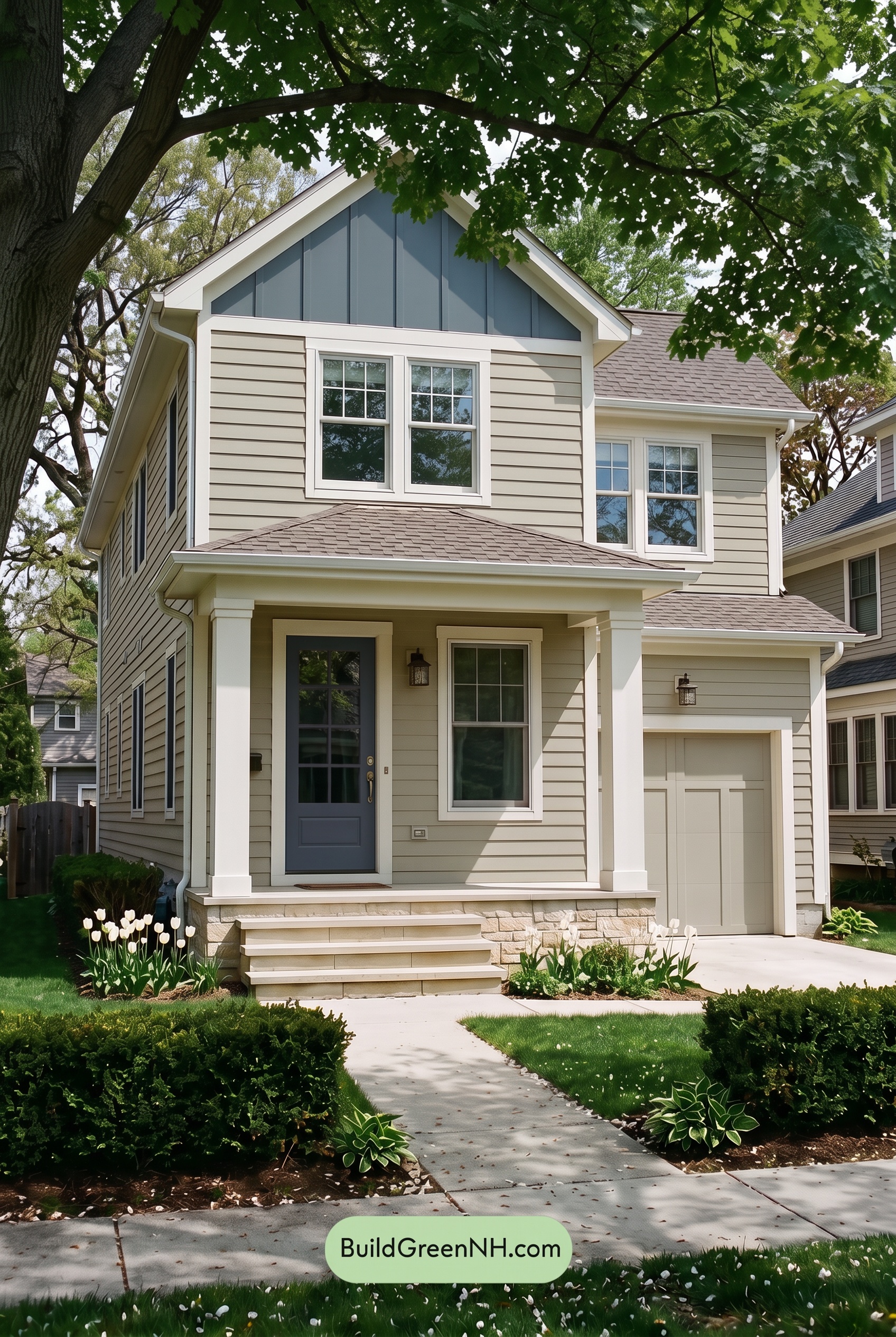 Red Front Door House Paint Color Scheme: Ivory Crimson Poise - Shade